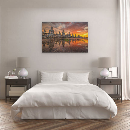 Canvas schilderij slaapkamer Boeddha Beelden Tijdens Zonsondergang
