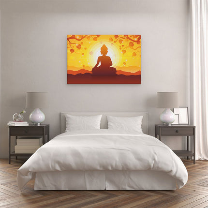 Canvas schilderij slaapkamer Boeddha Beeld Onder Een Boom - Abstract