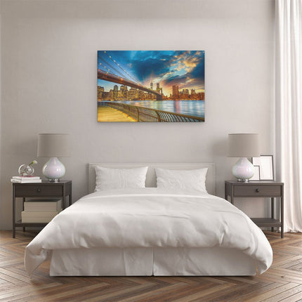 Canvas schilderij slaapkamer New York Brooklyn Brug 