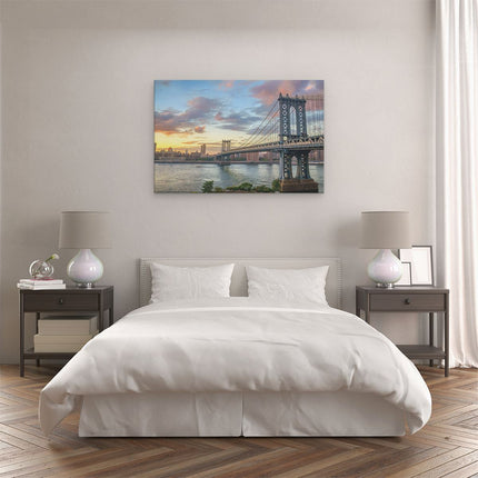 Canvas schilderij slaapkamer Manhattan Bridge Brug In New York