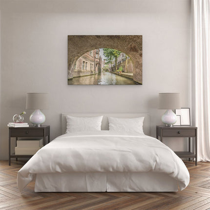 Canvas schilderij slaapkamer Gracht In Utrecht Onder De Brug