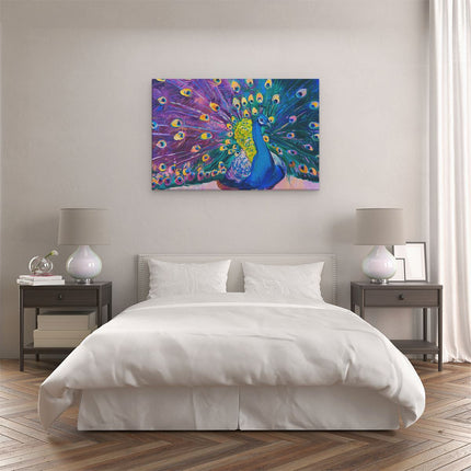 Canvas schilderij slaapkamer Pauw Met Kleurrijke Veren Van Olieverf - Abstract