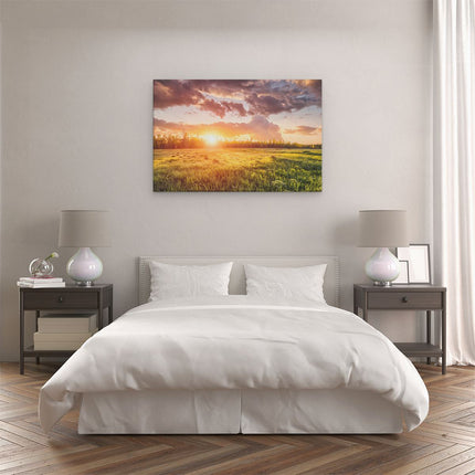 Canvas schilderij slaapkamer Zonsopkomst In Het Veld