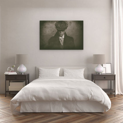 Canvas schilderij slaapkamer Engelse Gangster Uit Jaren 1920 - Zwart Wit