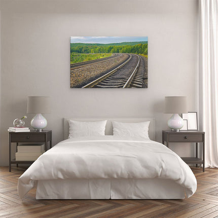 Canvas schilderij slaapkamer Rails Spoorwegen In Een Bocht
