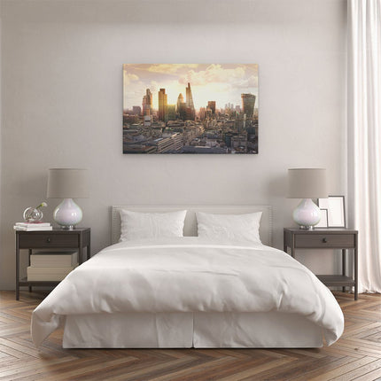 Canvas schilderij slaapkamer Londen bij Zonsondergang in een Moderne Wijk