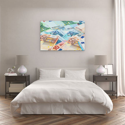 Canvas schilderij slaapkamer Euro Geld Biljetten - Briefjes