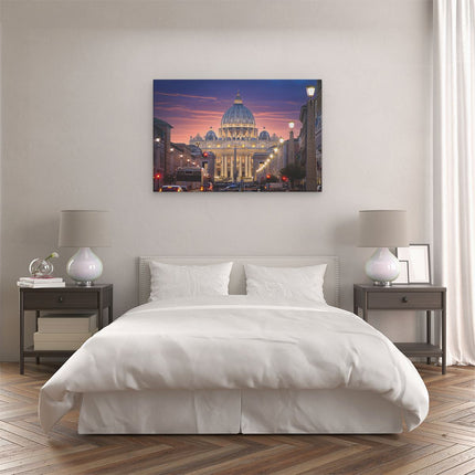 Canvas schilderij slaapkamer Sint Pietersbasiliek in Rome, Italië