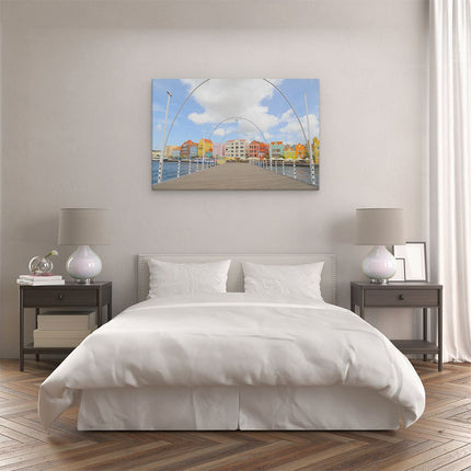 Canvas schilderij slaapkamer Willemstad Gekleurde Huisjes in Curaçao