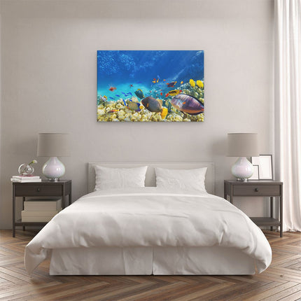 Canvas schilderij slaapkamer Vissen in de Oceaan met Koralen