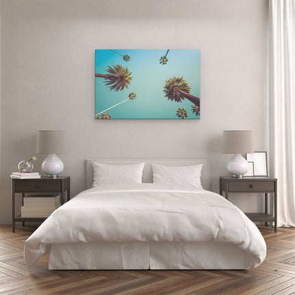 Canvas schilderij slaapkamer Palmbomen met Bladeren in de Lucht