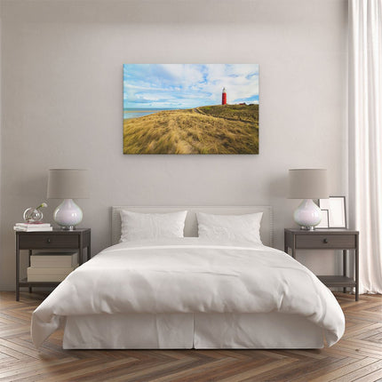 Canvas schilderij slaapkamer Vuurtoren met Duinen in Texel