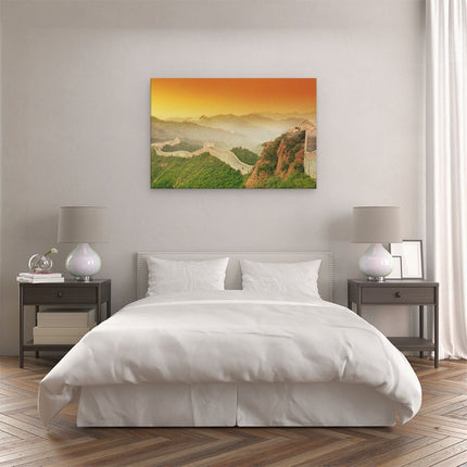 Canvas schilderij slaapkamer Chinese Muur bij Zonsopgang