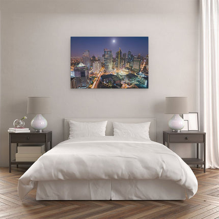 Canvas schilderij slaapkamer Makati Stad Skyline in de Nacht in Thailand 