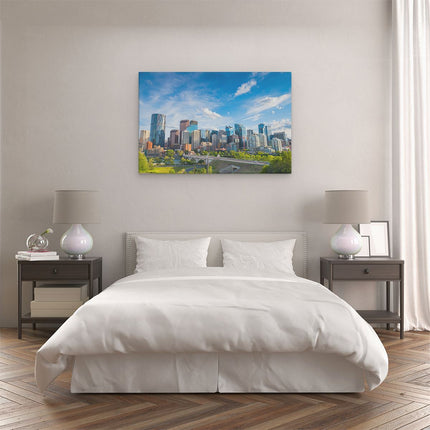 Canvas schilderij slaapkamer Skyline Calgary Stad in Canada