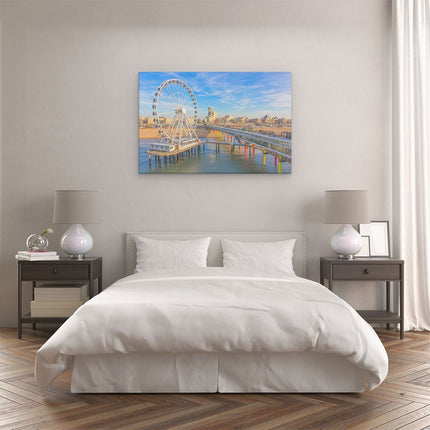 Canvas schilderij slaapkamer Scheveningen Pier met de Ferris Wheel - Reuzenrad