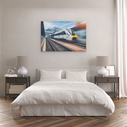 Canvas schilderij slaapkamer Trein bij het Station