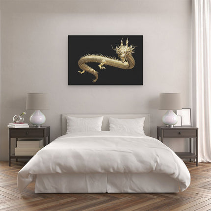 Canvas schilderij slaapkamer Gouden Draak