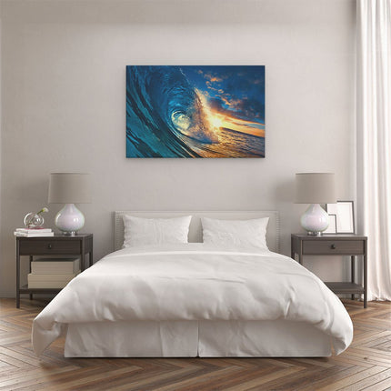 Canvas schilderij slaapkamer Golfen bij Zonsondergang