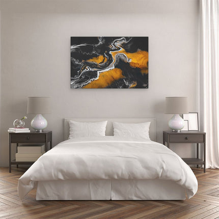 Canvas schilderij slaapkamer Abstracte Kunst van Zwarte Gouden Verf