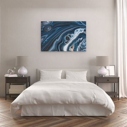 Canvas schilderij slaapkamer Abstracte Kunst - Blauwe Verf