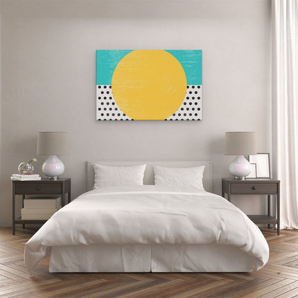 Canvas schilderij slaapkamer Abstracte Kunst - Zon met Zwarte Stippen