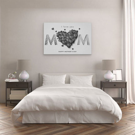 Canvas schilderij slaapkamer I love you mom - Moedersdag - Mama - Zwart Wit