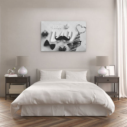 Canvas schilderij slaapkamer I love Dad - Vaderdag - Papa - Zwart Wit