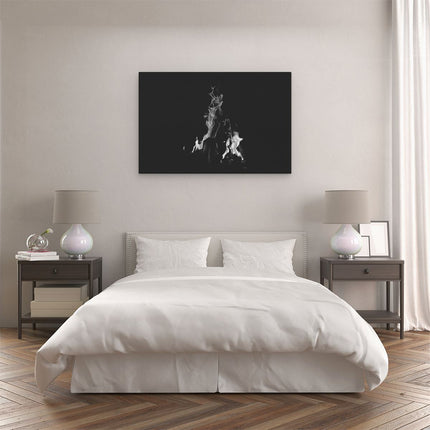 Canvas schilderij slaapkamer Open Haard in het Donker - Zwart Wit