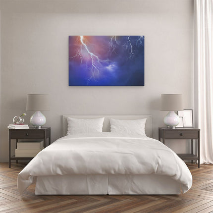 Canvas schilderij slaapkamer Blikseminslagen - Onweer