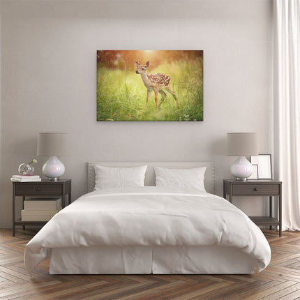 Canvas schilderij slaapkamer Baby Hert in het Gras - Bambi