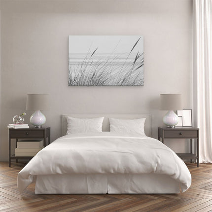 Canvas schilderij slaapkamer Strand en Zee met Begroeiing - Zwart Wit