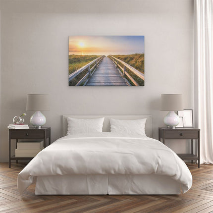 Canvas schilderij slaapkamer Voetpad in de Duinen met Zonsondergang