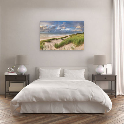 Canvas schilderij slaapkamer Strand en Duinen met Bewolking