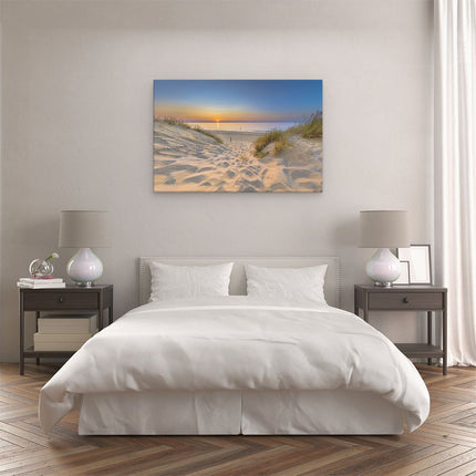 Canvas schilderij slaapkamer Strand en Zee met Zonsondergang