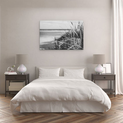 Canvas schilderij slaapkamer Strand en Zee op Achtergrond - Zwart Wit