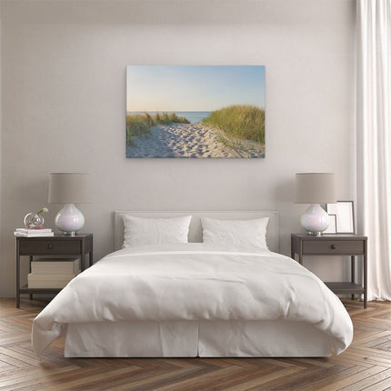 Canvas schilderij slaapkamer Voetpad in de Duinen met Zon