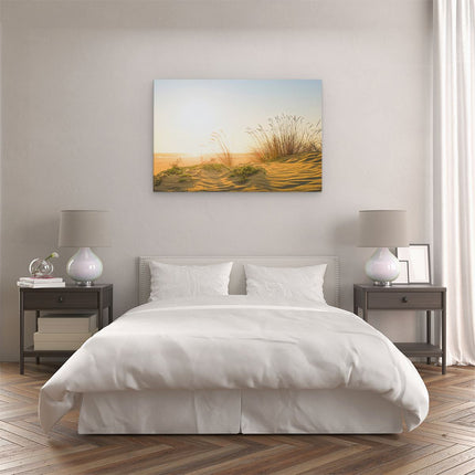 Canvas schilderij slaapkamer Duinen met Zon