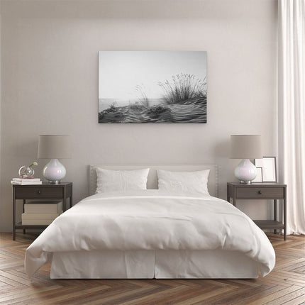 Canvas schilderij slaapkamer Duinen met Zon - Zwart Wit