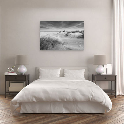 Canvas schilderij slaapkamer Groot Strand met Zee - Zwart Wit