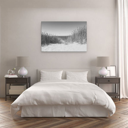 Canvas schilderij slaapkamer Duinen met Zee - Zwart Wit