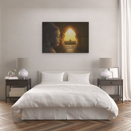 Canvas schilderij slaapkamer Boeddha met Mooi Uitzicht