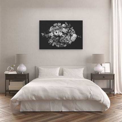 Canvas schilderij slaapkamer Boeket met Verschillende Bloemen - Zwart Wit