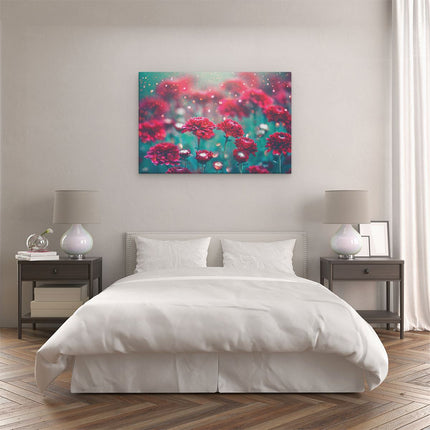 Canvas schilderij slaapkamer Rode Bloemen