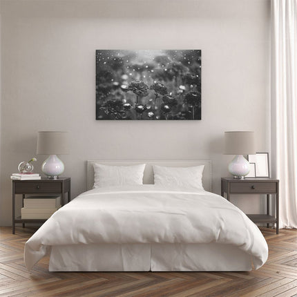 Canvas schilderij slaapkamer Rode Bloemen - Zwart Wit