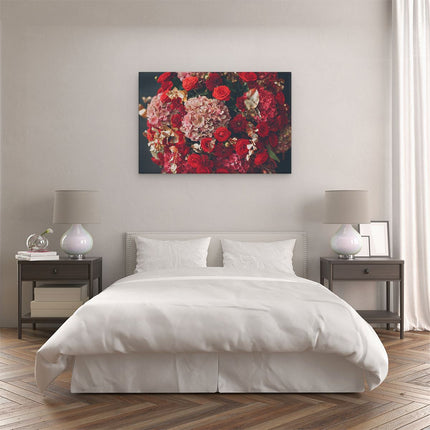 Canvas schilderij slaapkamer Boeket Rode Bloemen