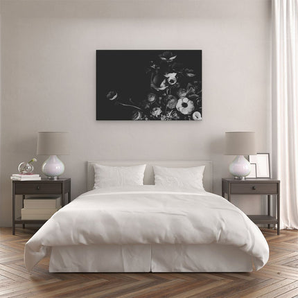 Canvas schilderij slaapkamer Boeket met Verschillende Mooie Bloemen - Zwart Wit