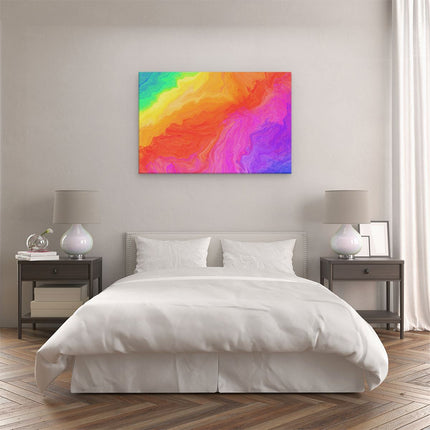 Canvas schilderij slaapkamer Abstracte Kunst - Regenboog Kleuren