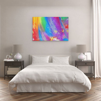 Canvas schilderij slaapkamer Abstracte Kunst - Kleurvolle Hand Gemaakte Acryl