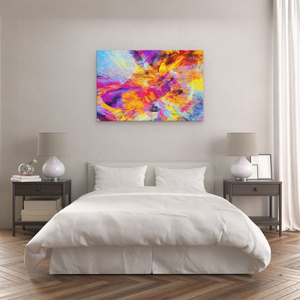 Canvas schilderij slaapkamer Abstracte Kunst - Verschillende Kleuren Spatten
